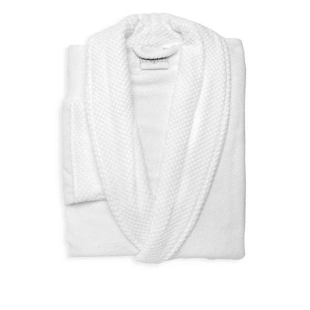 DownTown Company Spa Quilted Velour Bathrobe Long Sleeves White Size S NWOT